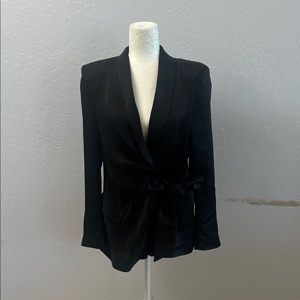 Zara Black Women's Blazer with Tie Waist